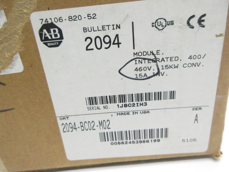 ALLEN BRADLEY 2094-BC02-M02 SER. A F/W V1.85 460V 15A NSMP