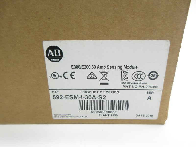 ALLEN BRADLEY 592-ESM-I-30A-S2 SER. A F/W 2.003 30A (BR/WH) NSMP