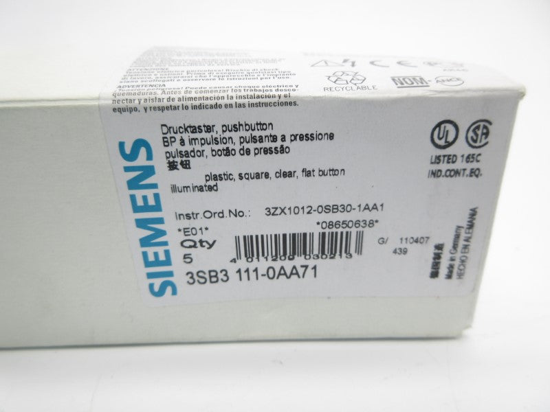 SIEMENS 3SB3111-0AA71 (PKG OF 5) NSMP