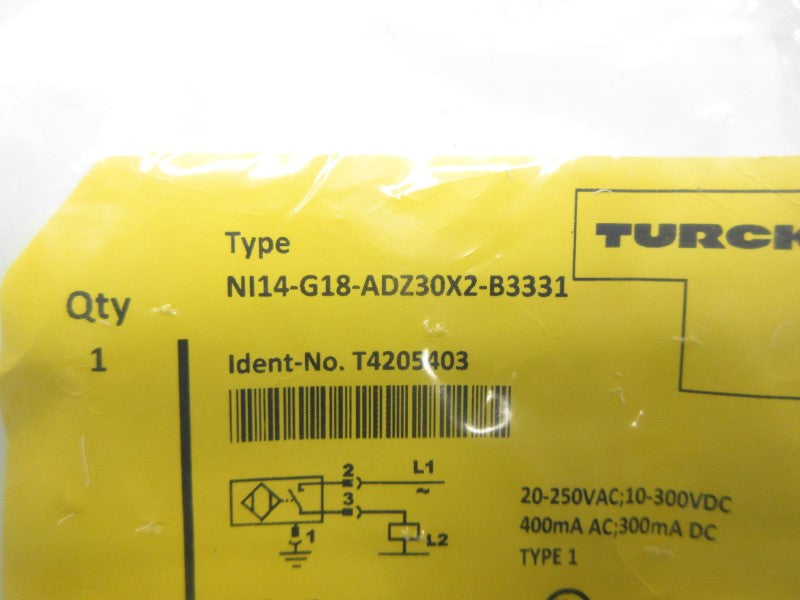 TURCK NI14-G18-ADZ30X2-B3331 T4205403 20-250VAC NSMP