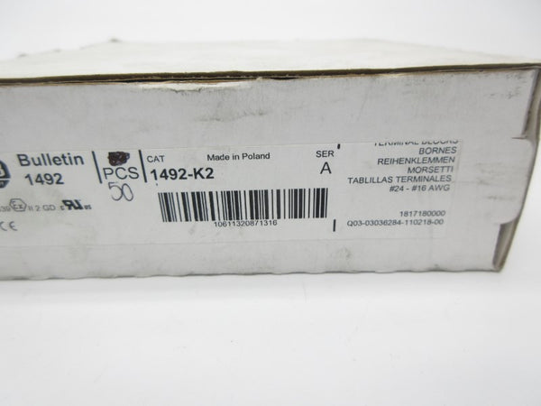 ALLEN BRADLEY 1492-K2 SER. A (PKG OF 50) (WH) NSMP