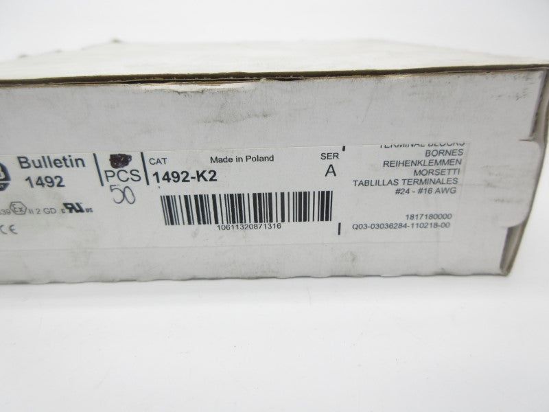 ALLEN BRADLEY 1492-K2 SER. A (PKG OF 50) (WH) NSMP