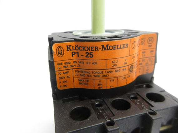 KLOCKNER MOELLER P1-25 600VAC 20A NSNP
