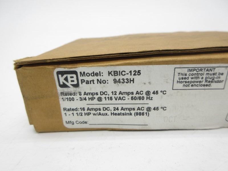 KB ELECTRONICS KBIC-125 9433H 115VAC 12A NSMP