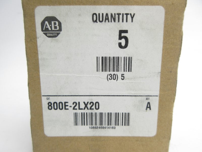 ALLEN BRADLEY 800E-2LX20 SER. A (PKG OF 5) (BR/WH) NSMP