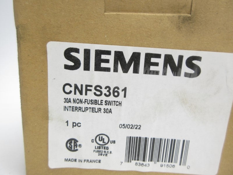 SIEMENS CNFS361 600VAC 30A NSMP