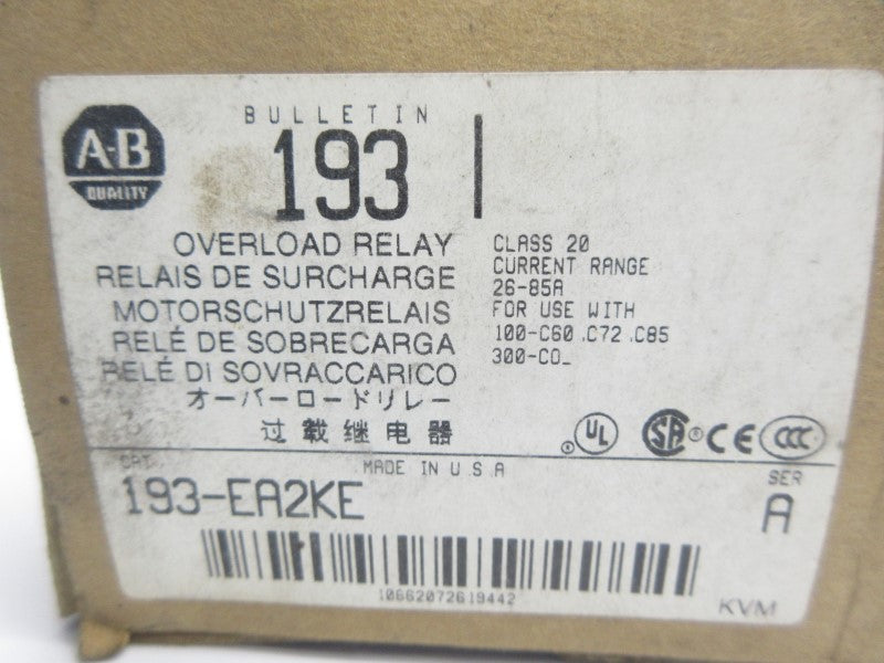 ALLEN BRADLEY 193-EA2KE SER. A 26-85A (BR/WH) NSMP