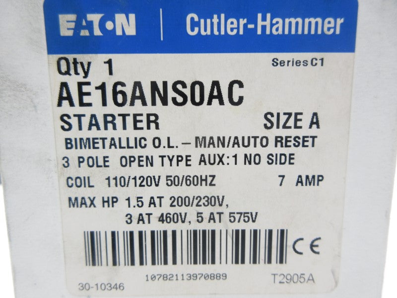 CUTLER HAMMER AE16ANS0AC SER. C1 110/120V NSMP