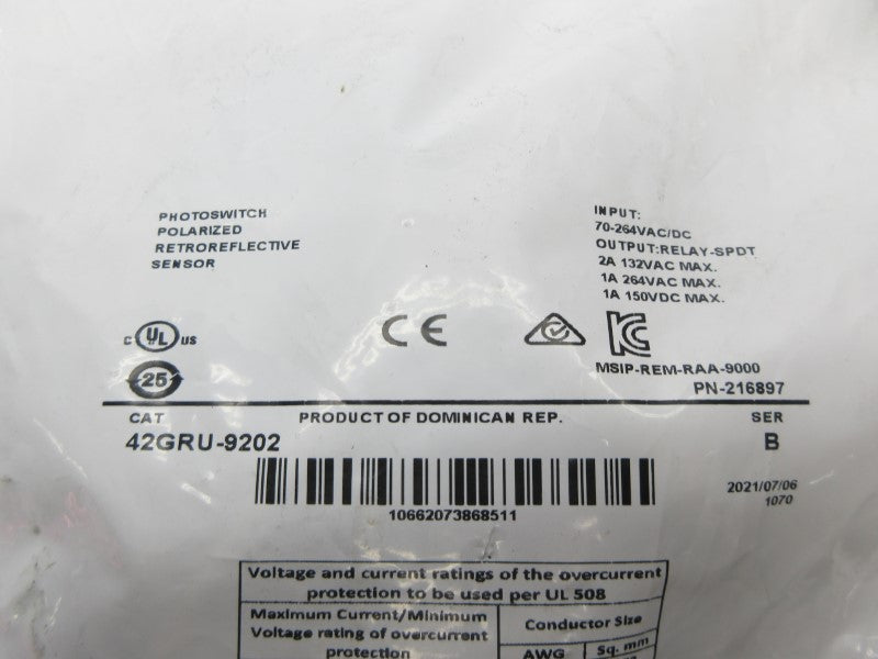 ALLEN BRADLEY 42GRU-9202 SER. B 70-264VAC/DC NSMP