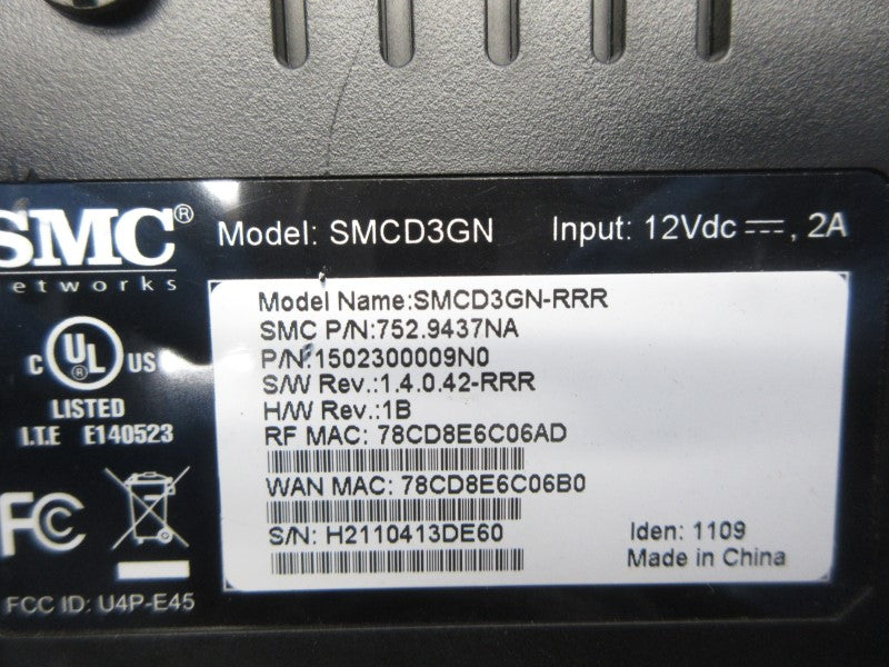 SMC NETWORKS SMCD3GN-RRR 752.9437NA 12VDC 2A NSNP