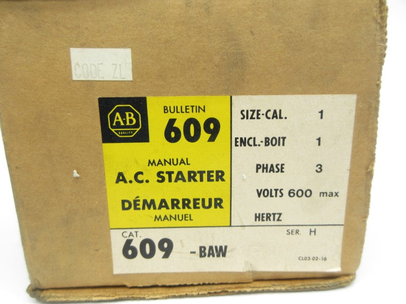 ALLEN BRADLEY 609-BAW SER. H 600V (BR/YL) NSMP