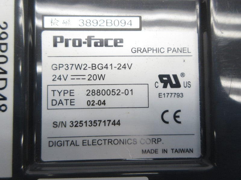 PRO FACE GP37W2-BG41-24V 2880052-01 NSNP