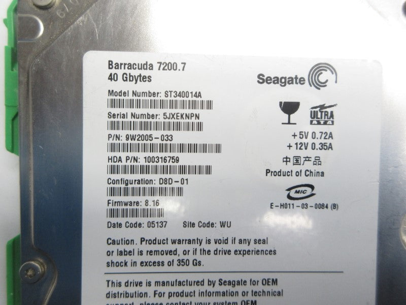 SEAGATE 9W2005-033 F/W 8.16 12V 0.35A NSNP
