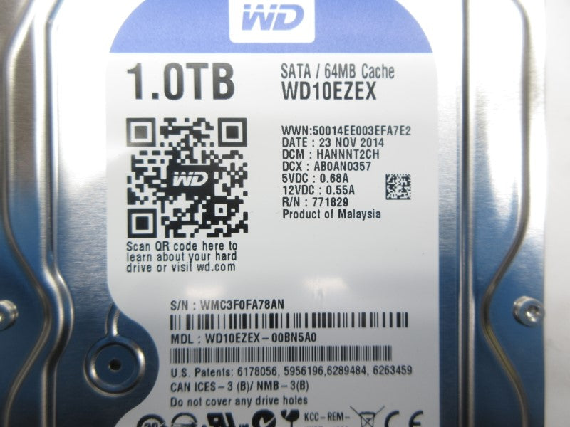 WESTERN DIGITAL WD10EZEX-00BN5A0 12VDC 0.55A NSNP