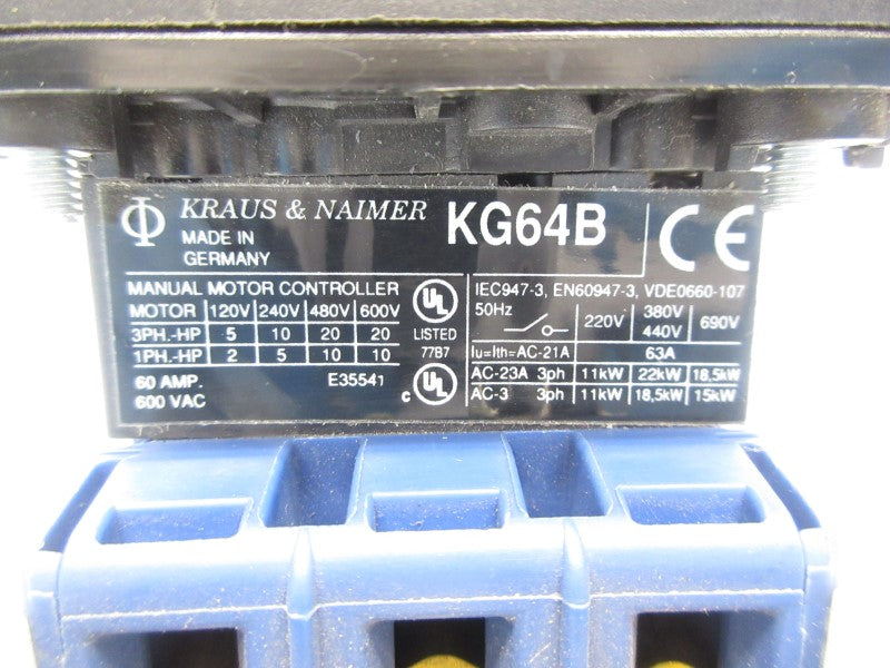 KRAUS & NAIMER KG64B 600VAC 60A NSNP
