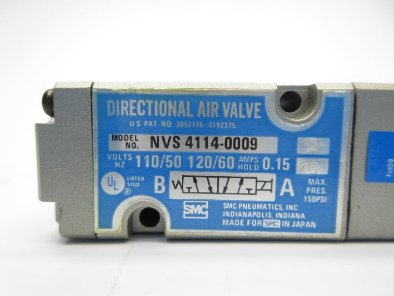 SMC NVS4114-0009D 110/120V 0.15A 150PSI NSNP