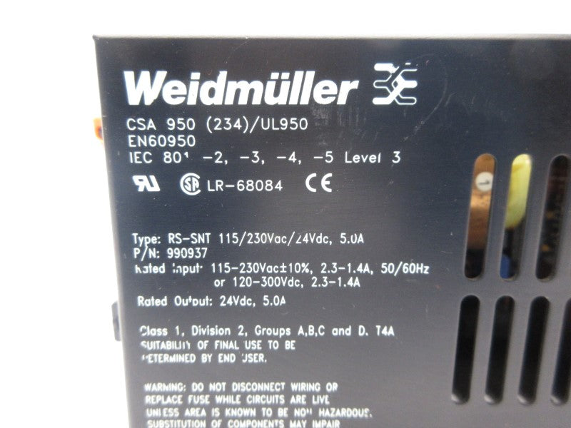 WEIDMULLER 990937 RS-SNT 115/230VAC 2.3-1.4A NSNP