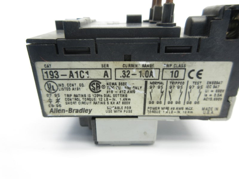 ALLEN BRADLEY 193-A1C1 SER. A 600V .32-1.0A UNMP