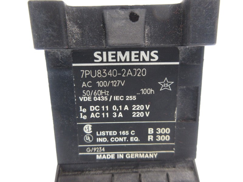 SIEMENS 7PU8340-2AJ20 100/127VAC 10S-100H NSNP