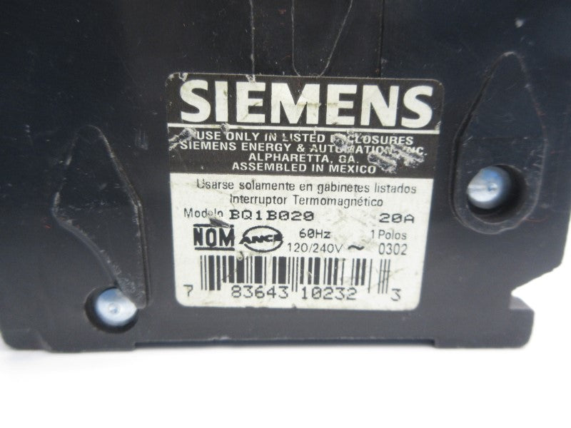 SIEMENS BQ1B020 120/240V 20A NSNP