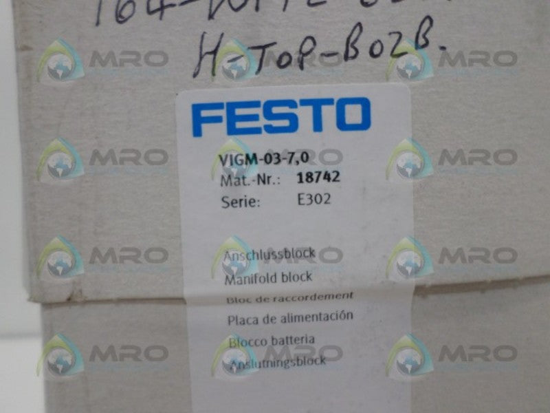 FESTO VIGM-03-7,0 MANIFOLD BLOCK NSFS