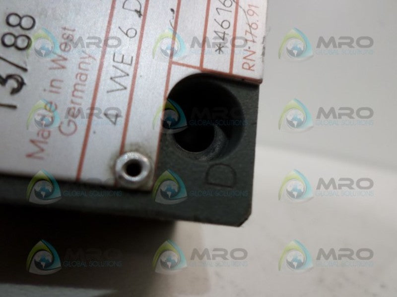 REXROTH 4WE6D51/AG24NK4 BODY VALVE (AS PICTURED) UNMP