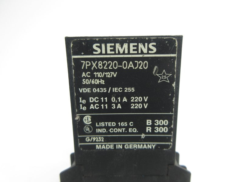 SIEMENS 7PX8220-0AJ20 110/127VAC UNMP