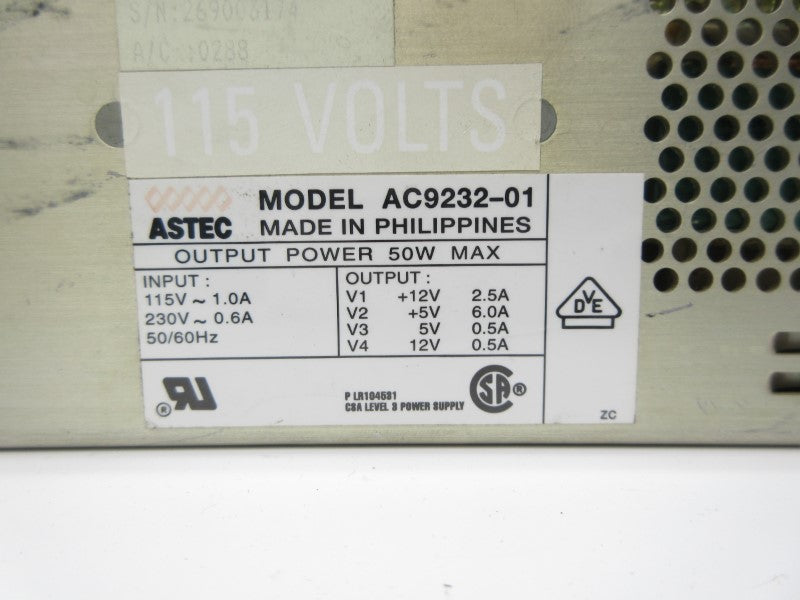 ASTEC AC9232-01 115/230V 1.0/0.6A UNMP