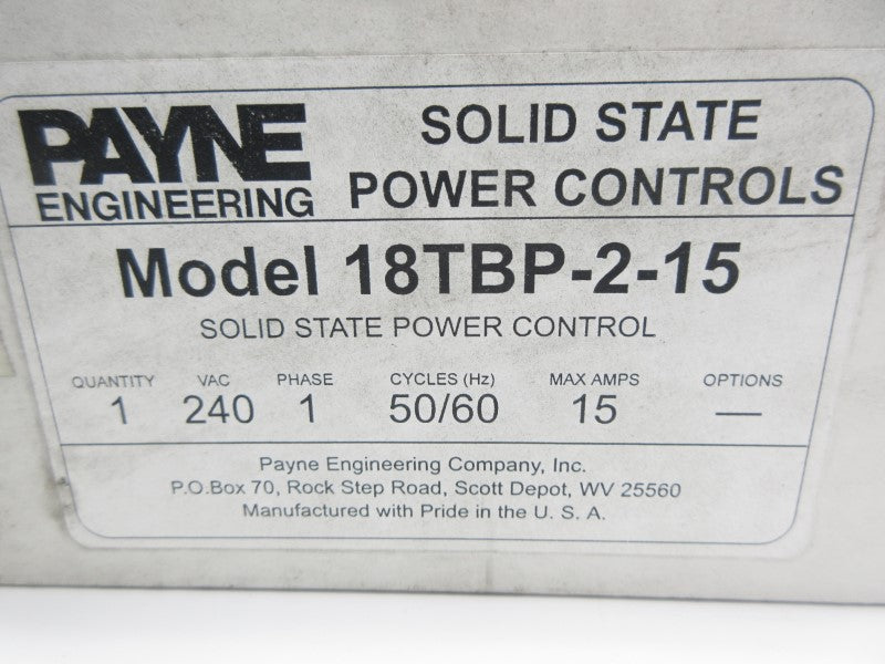 PAYNE ENGINEERING 18TBP-2-15 240VAC 15A NSMP
