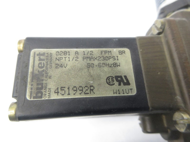 BURKERT 0281A1/2FPMBR 451992R 24V 230PSI UNMP