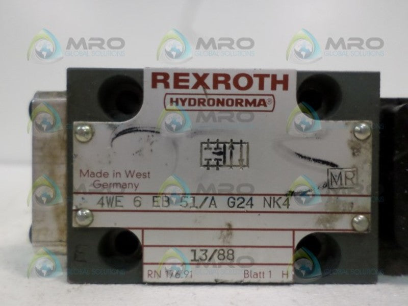 REXROTH 4WE6EB51/AG24NK4 DIRECTIONAL CONTROL VALVE (AS PICTURED) UNMP
