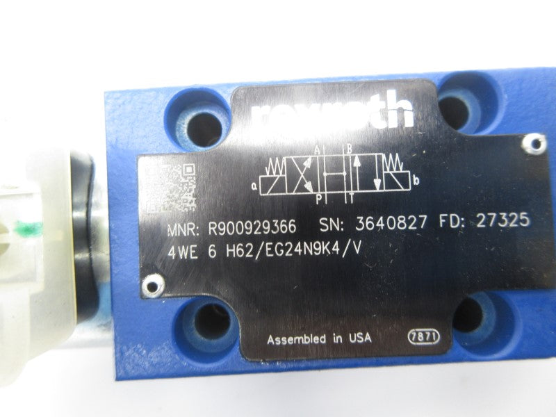 REXROTH 4WE6H62/EG24N9K4/V R900929366 24VDC .25A NSNP