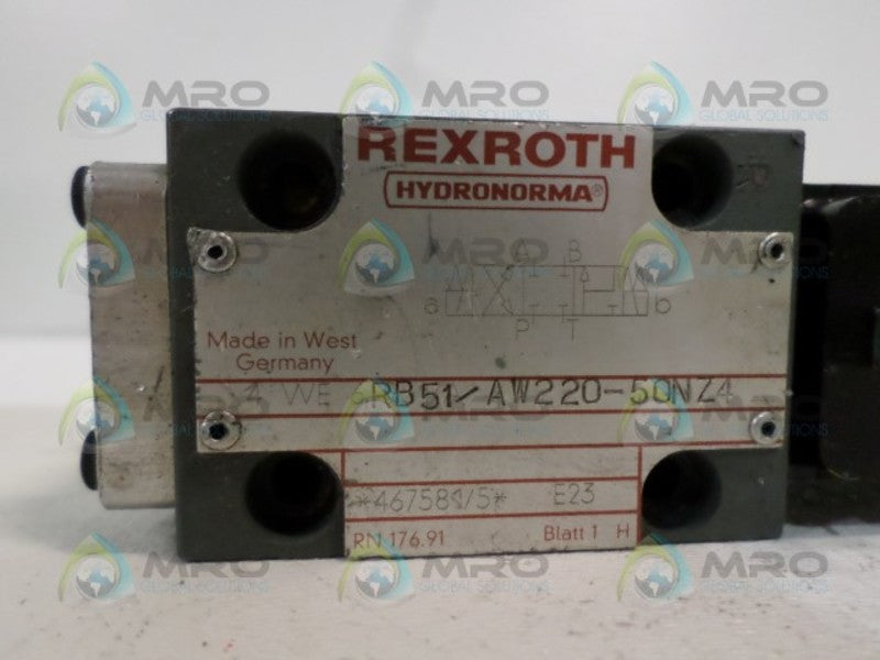 REXROTH 4WE6RB51/AW220-50NZ4 DIRECTIONAL CONTROL VALVE (AS PICTURED) UNMP