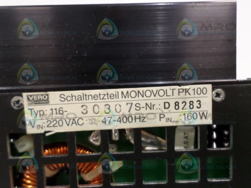 VERO ELECTRONIC PK100 MONOVOLT POWER SUPPLY UNMP