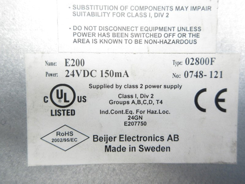 BEIJER ELECTRONICS E200-02800F 24VDC NSNP
