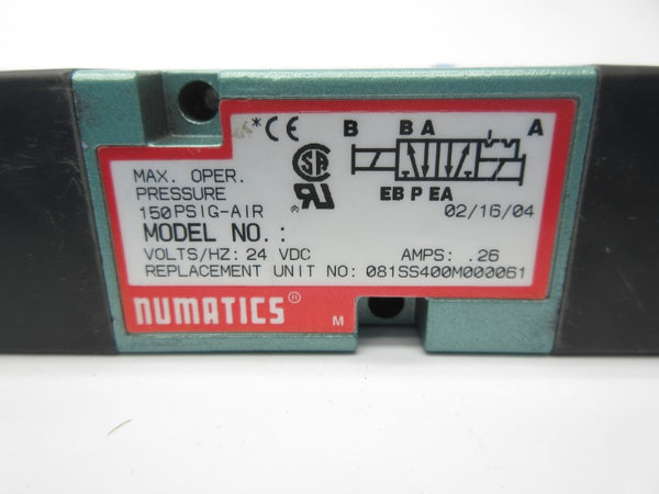 NUMATICS 081SS400M000061 24VDC .26A 150PSI NSNP