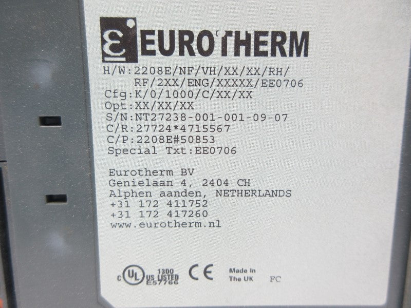 EUROTHERM 2208E/NF/VH/XX/XX/RH/RF/2XX/ENG/XXXXX/EE0706 NSNP
