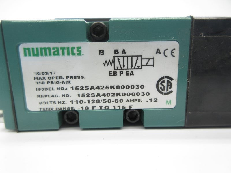 NUMATICS 152SA425K000030 110-120V .12A 150PSI NSNP