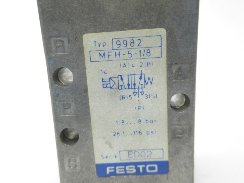 FESTO MFH-5-1/8 9982 26.1-116PSI NSNP