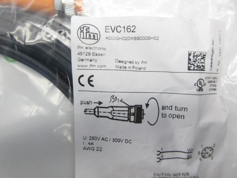 IFM EFECTOR EVC162 ADOGH020MSS0005H02 250VAC 4A NSMP
