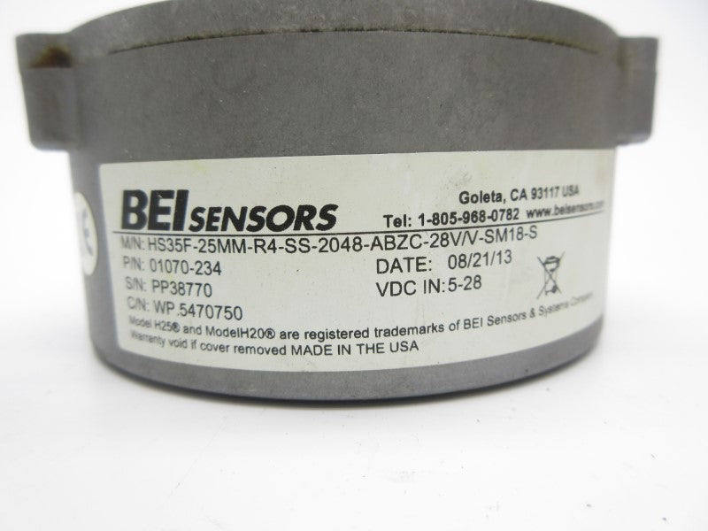 BEI HS35F-25MM-R4-SS-2048-ABZC-28V/V-SM18-S 01070-234 5-28VDC UNMP