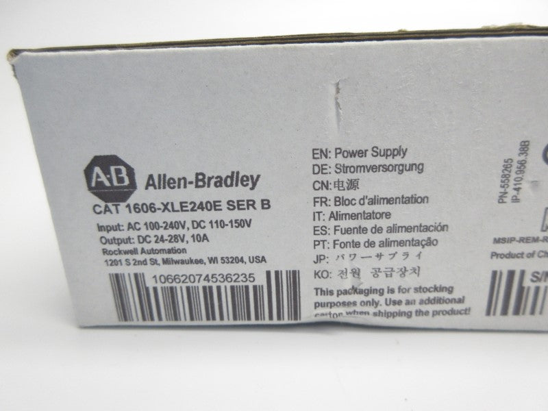 ALLEN BRADLEY 1606-XLE240E SER. B 100-240VAC 3.3-1.4A NSMP