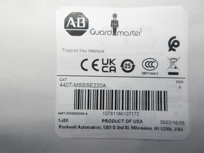 ALLEN BRADLEY 440T-MSSSE220A SER. A (WH) NSMP
