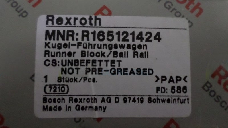 REXROTH R165121424 RUNNERBLOCK/BALL RALL NSMP