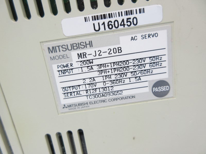 MITSUBISHI MR-J2-20B 200-230V 1.5A (AS PICTURED) UNMP