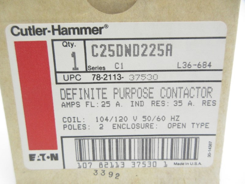CUTLER HAMMER C25DND225A SER. C1 104/120V 25A NSMP