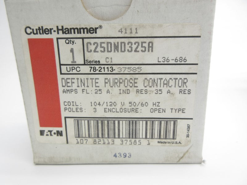 CUTLER HAMMER C25DND325A SER. C1 104/120V 25A NSMP