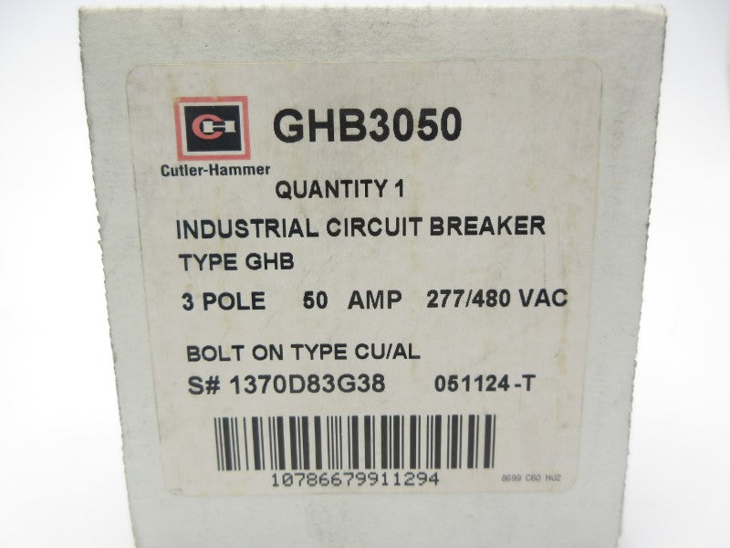 CUTLER HAMMER GHB3050 277/480VAC 50A NSMP