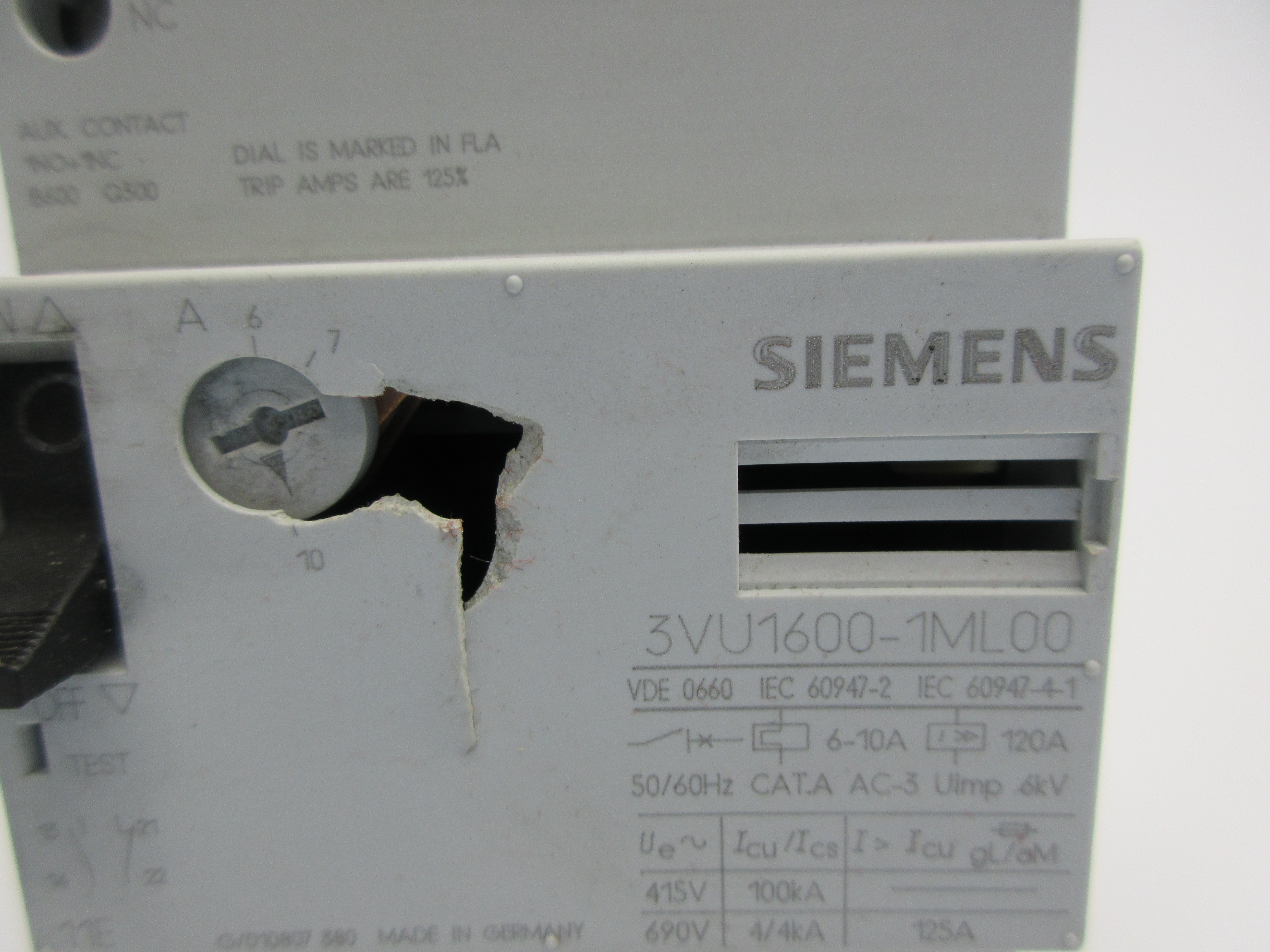 SIEMENS 3VU1600-1ML00 6-10A (AS PICTURED) NSNP