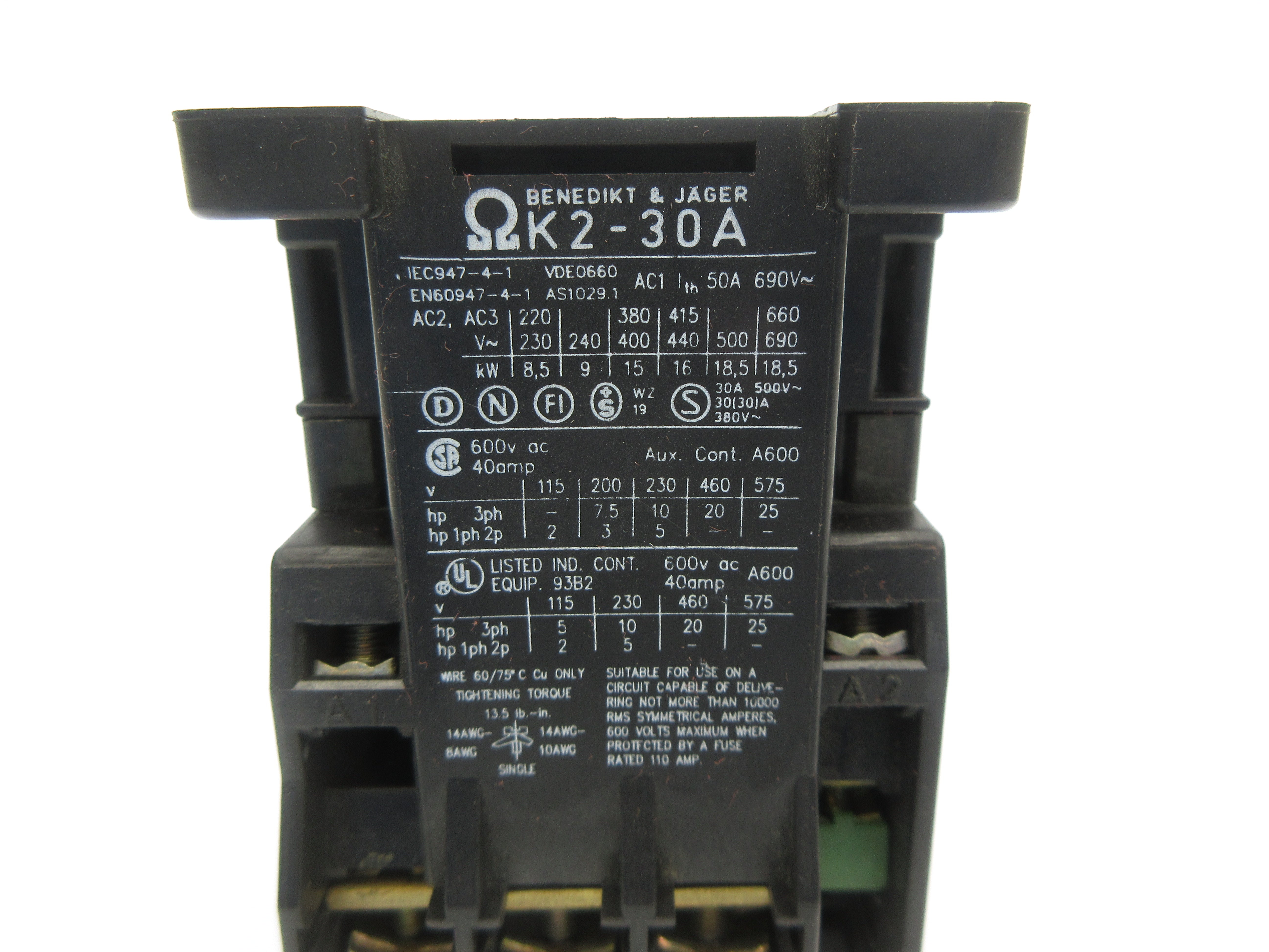 BENEDIKT & JAGER K2-30A10 110-120V 40A NSNP